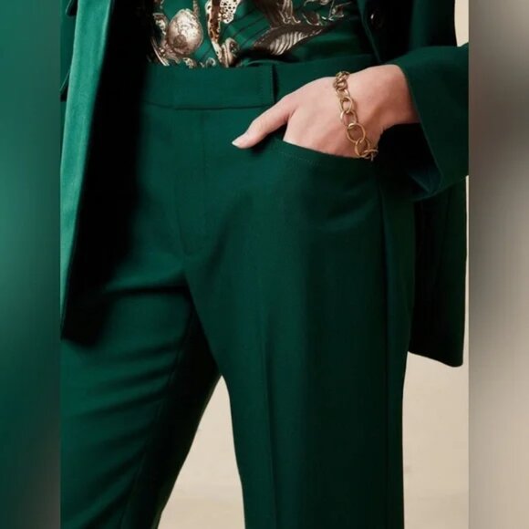 Banana Republic Lido Straight Italian Wool Pant Paris Green 4P - Picture 2 of 2